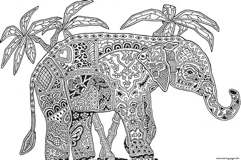 Elephant Adults Hard Difficult Coloring Pages Coloring Page Printable