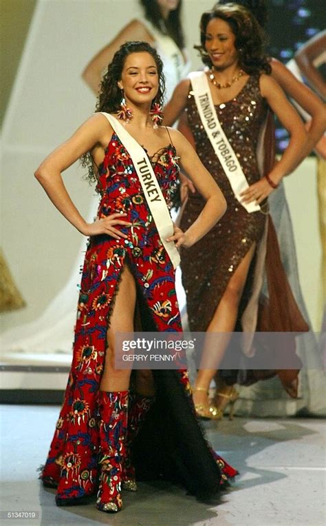 miss turkey azra akin walks on stage 07 december 2002 during the fashion miss world i