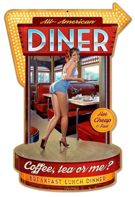 All American Diner Pin Up Girl Metal Sign By Greg Hildabrandt Etsy