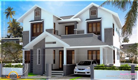 2200 sq.feet modern sloping roof house with cost - Kerala ...