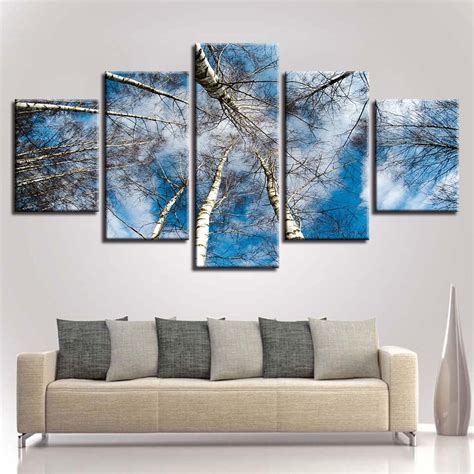 Frame Painting On Canvas Home Decoration Modern 5 Panel Tree Landscape