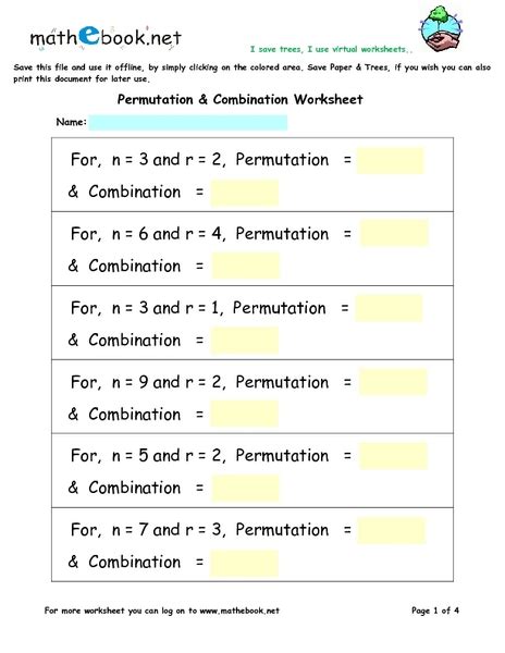 Permutation Or Combination Worksheet