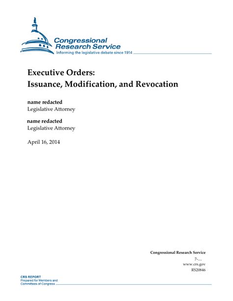 Executive Orders Issuance Modification And Revocation
