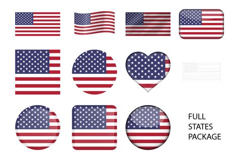 Set Complet Drapeau Sur Les États Unis Country Flags