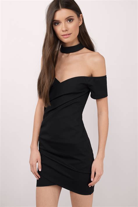Cute Black Dress Off Shoulder Dress Stretch Dress Bodycon Dress Tobi US