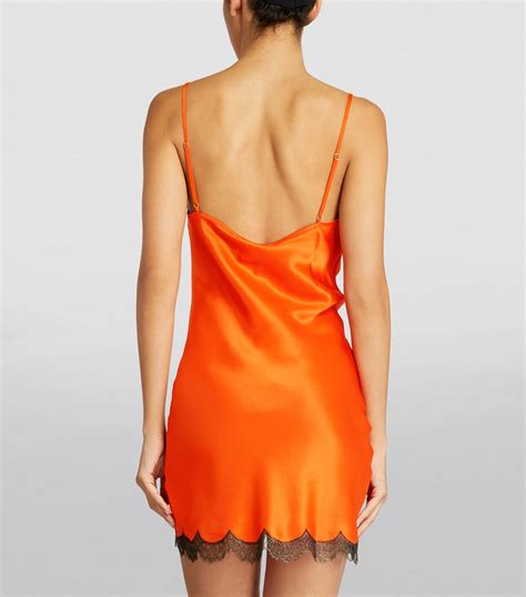 Womens Gilda And Pearl Orange Silk Lace Trim Josephine Slip Dress Harrods Uk