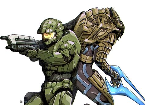 Master Chief Arbiter And Thelvadam Halo And 1 More Drawn By