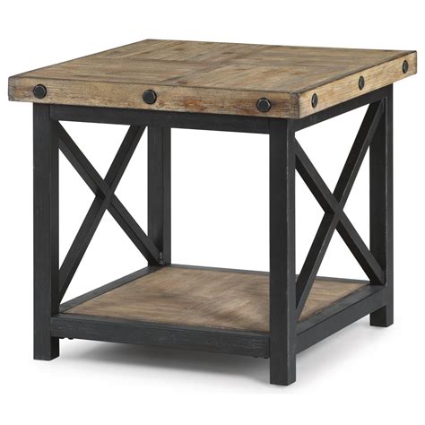 Flexsteel Wynwood Collection Carpenter Square End Table With Wood Plank