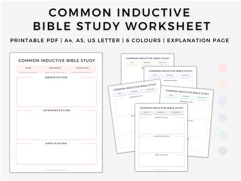 Printable Inductive Bible Study Worksheets Guided Bible Etsy