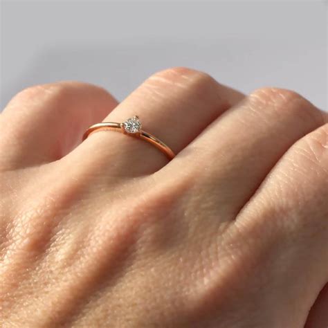 Minimalist Ring Diamond Engagement Ring Stacking Ring K Etsy