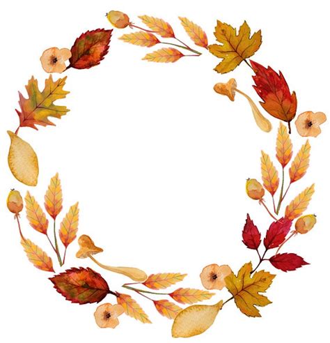 Autumn Wreath Fall Leaves Printable Clipart Fall Clipart Etsy