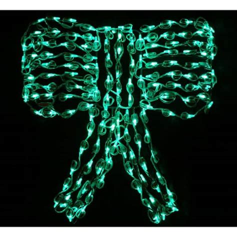 Holidynamics Holiday Lighting Solutions 24 In Green Led 3d Metal Framed Christmas Bow 62101