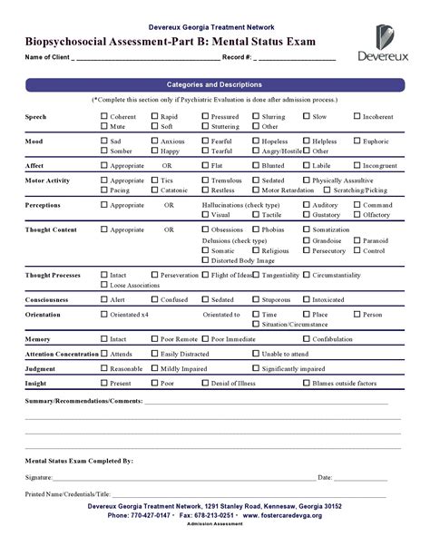 Fillable Mental Status Exam Form Printable Forms Free Online