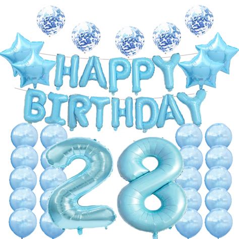 28th Birthday Decorations Party Supplies28th Birthday Balloons Blue