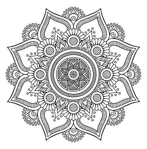 Pretty Mandala Flower Mandalas Kids Coloring Pages