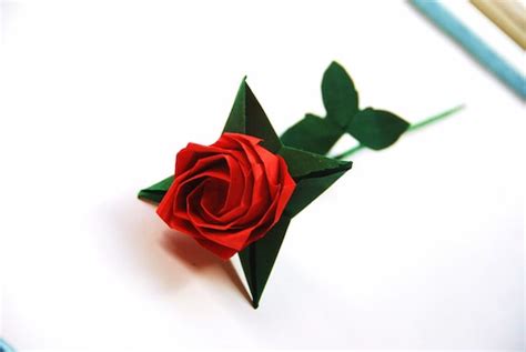 New Origami Flower Rose With Stem Origami