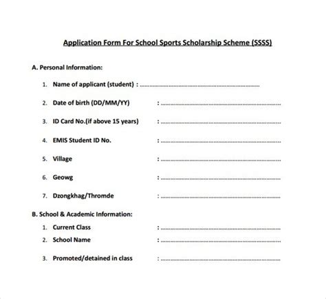 8 Scholarship Application Form Templates Pdf