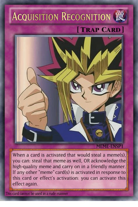 The best steal memes and images of july 2021. TRAP ACQUISITION RECOGNITION TRAP CARD MEME-ENSPI When a Card Is Activated That Would Steal a ...