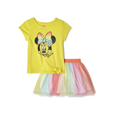 Disney Minnie Mouse Toddler Girls T Shirt And Skirt 2 Piece Outfit Set