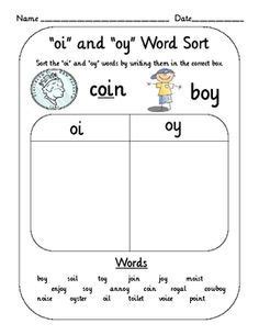 There are consonant digraphs and. Vowel Digraph Word Sort for oi & oy | Word sorts, Digraph ...