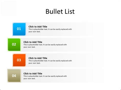 Ppt Slide Bullet List 4 Rectangles Multicolor