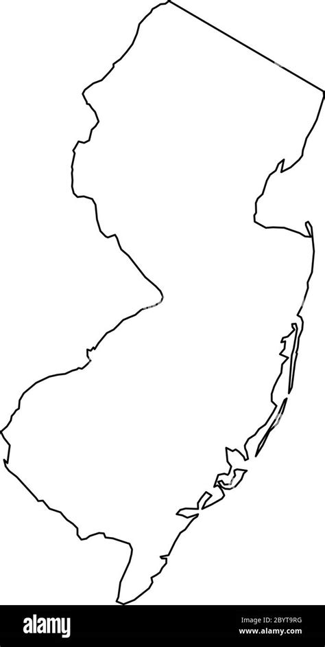 New Jersey State Of Usa Solid Black Outline Map Of Country Area