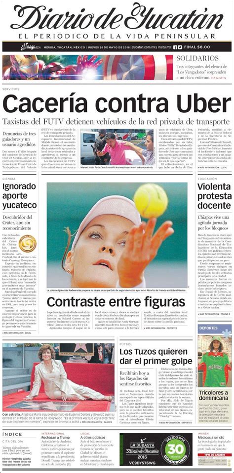 Periódico Diario De Yucatán México Periódicos De México Edición De Jueves 26 De Mayo De