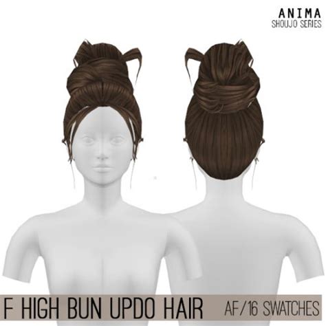 Female High Bun Updo Hair For The Sims 4 By Anima Spring4sims Bun