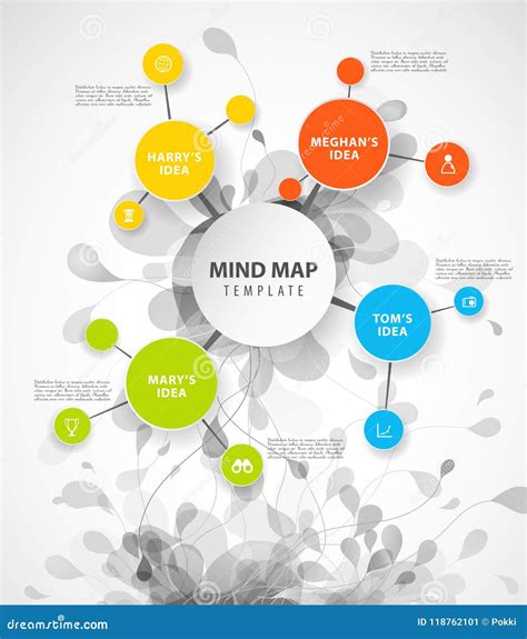 Vector Mind Map Template With Colorful Circles Stock Vector