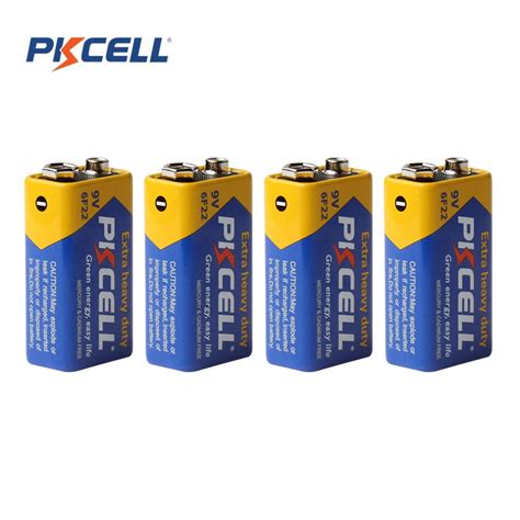 Pkcell New 4pieces Battery Parts 9v Batteries 6f22 Single Sex Dry 9v