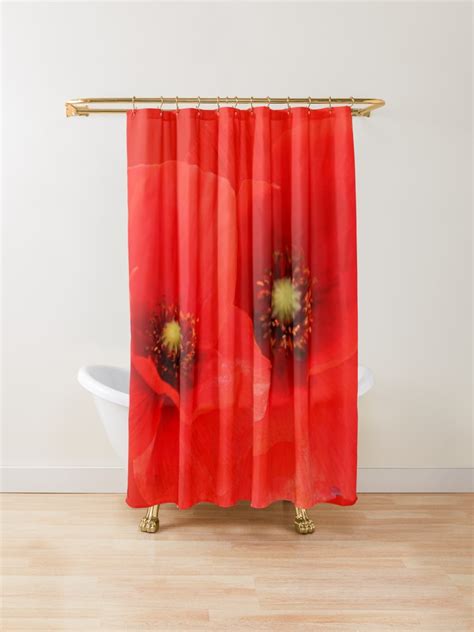 Two Red Poppies Floral Shower Curtain By Anna Lemos Floral Shower