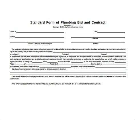 Iem form of contract (1989). FREE 12+ Plumbing Contract Templates in PDF | MS Word ...
