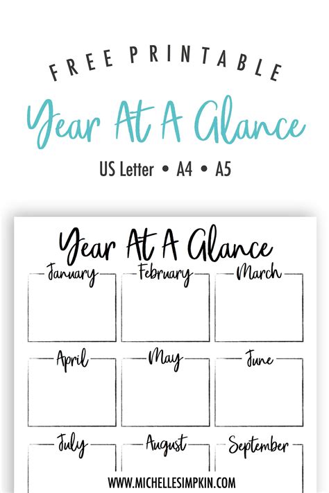 Year At A Glance Printable