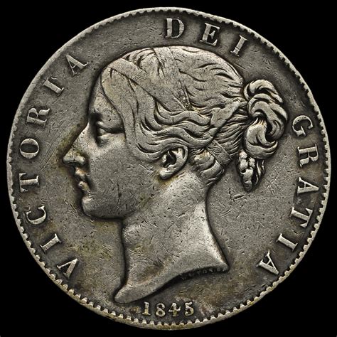 1845 Queen Victoria Young Head Silver Crown Cinquefoil Stops Vf