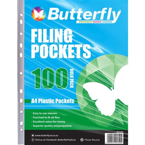 Butterfly Filing Pockets A4 Pack Of 100 Incredible Connection