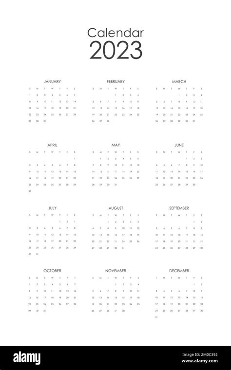 2023 Ilustración Vectorial Del Año Calendario La Semana Comienza El