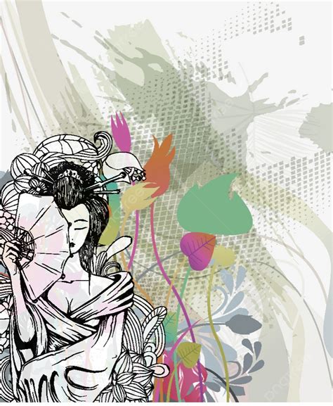 Vector Japanese Illustration With Geisha Background Wallpaper Image For Free Download Pngtree