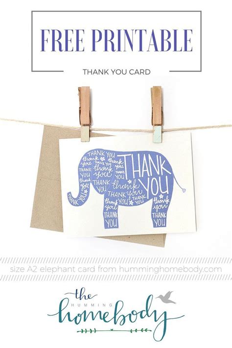 A quick printable or online card can say thank you! Printable Elephant Thank You Card | Kid, Baby showers and ...