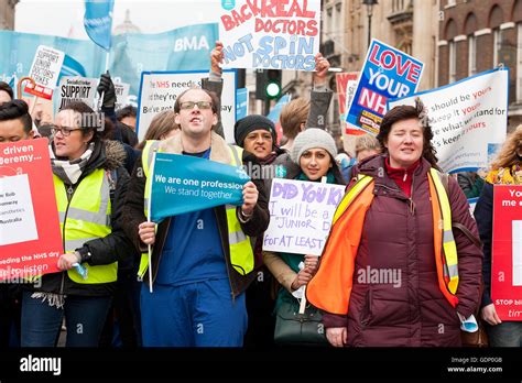 Junior Doctors March Toward 10 Downing Street In Central London In