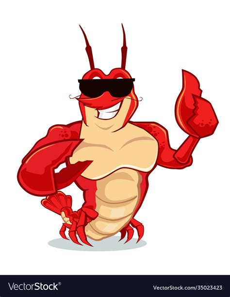 Lobster Muscle Mascot Cartoon Royalty Free Vector Image