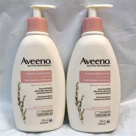2x Aveeno Creamy Moisturizing Body Oil For Dry Skin Non Greasy 12 Fl Oz