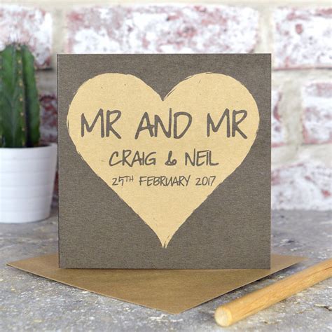 Personalised Same Sex Wedding Card For Gay Couple By Pink And Turquoise