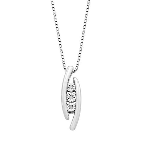 Sterling Silver Diamond Accent 3 Stone Pendant Necklace