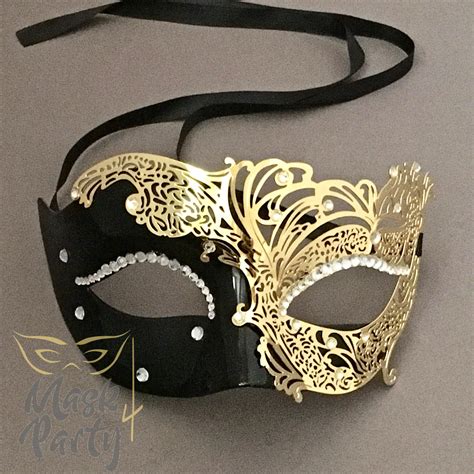 Masquerade Venetian Filigree Eye Black Gold Gold Masquerade Mask