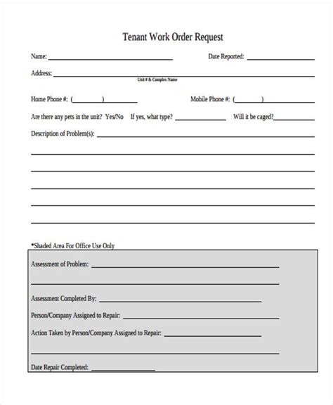 Tenant Work Order Request Form Fillable Printable Templates To Gambaran