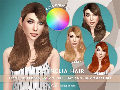 The Sims Resource Cornelia Hair Color Slider Patreon Retexture