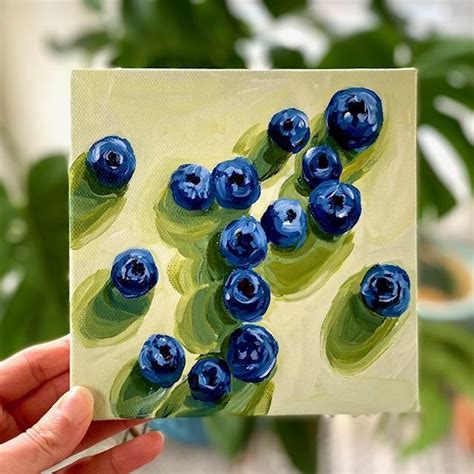 Blueberries On Canvas With Acrylic Paint Canvas Painting Tutorials