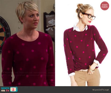 Wornontv Pennys Red And Pink Polka Dot Sweater On The Big Bang Theory