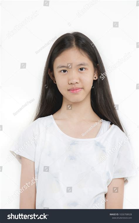 Portrait Happy Little Asian Preteen Smiling Foto Stock 1026708928 Shutterstock