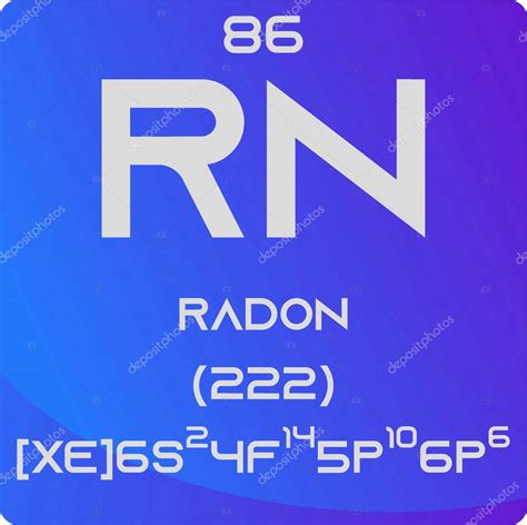 Rn Radón Gas Noble Elemento Químico Tabla Periódica Ilustración Simple